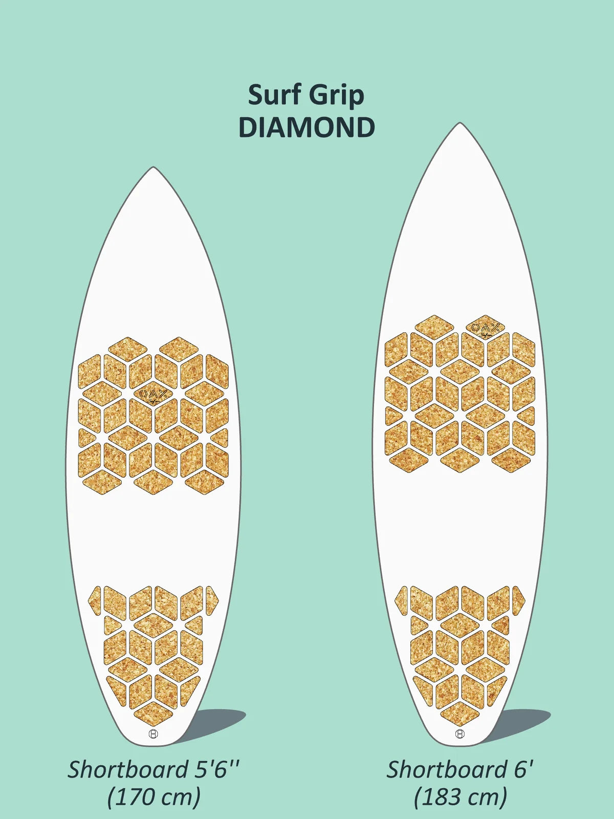 Plan de pose cotée du front grip et du tail grip OAX DIAMOND, version liège